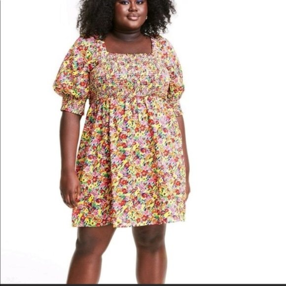 Rixo Target Floral Puff Sleeve Smocked Dress - Picture 3 of 3